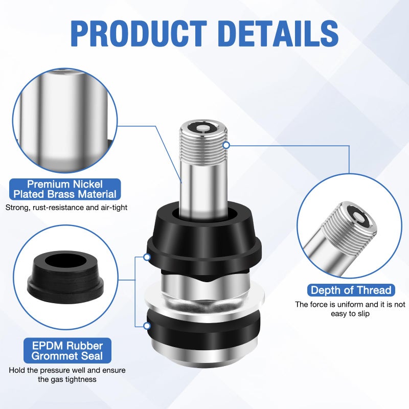 OTAUPRS 25 PCS TR416 Metal Valve Stems  Bolt in Tire Valve Stem  High Pressure Valve Stems  Outer Mount Fits 0.453"" and 0.625"" Rim Holes - Image 3
